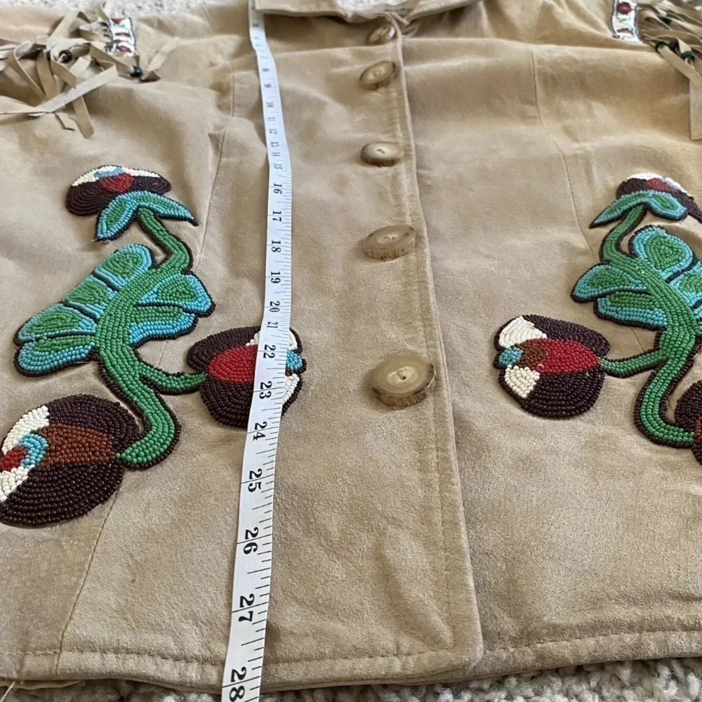 Double D Ranch vintage Beaded Fringe Suede Leather “Telling Stories” Jacket - Picture 16 of 16